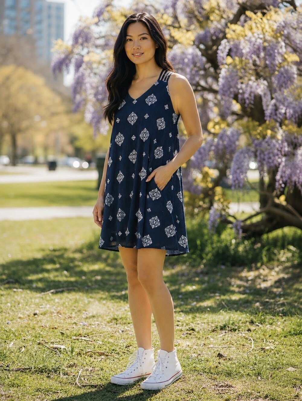 Sequin Hearts Black and White Sleeveless Dress-XS - Picture 3 of 4